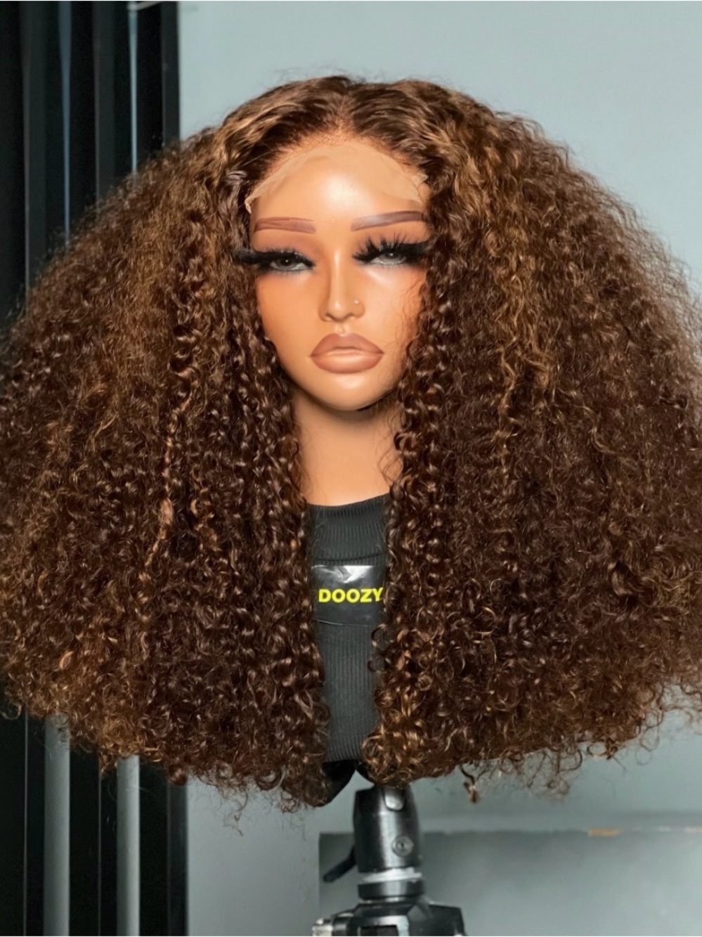 Curly Lace Front Wig - Rich Chestnut Brown
